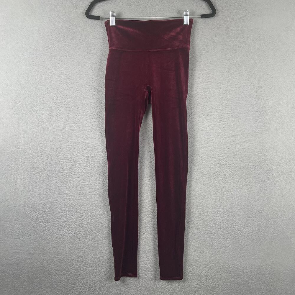 Spanx Leggings Womens Small Red Velvet High Rise Ankle Shaping Compression